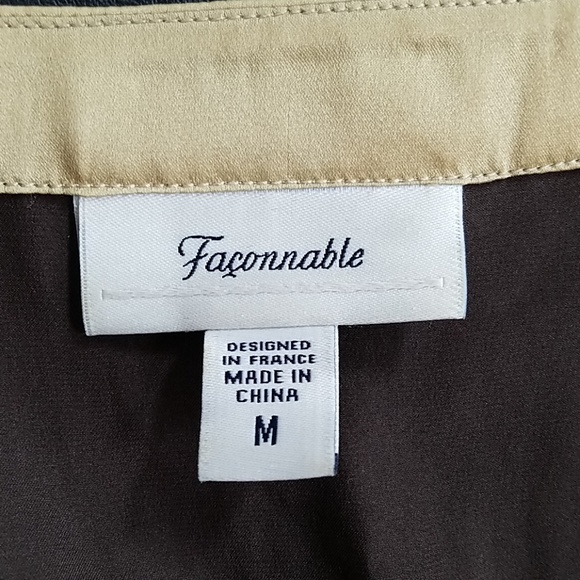 Faconnable Brown Dressy Silk Short Sleeve Blouse - Picture 6 of 6